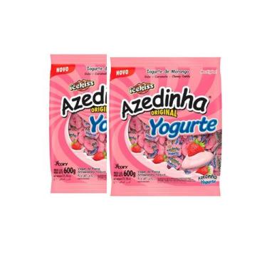 Imagem de Kit 2 Pacotes Bala Azedinha Iogurte Mastigável 600Gr Cada - Ice Kiss