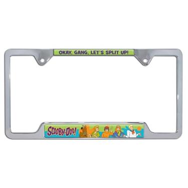 Imagem de Elektroplate Suporte de etiqueta de placa de licença de canto aberto cromado oficialmente licenciado Scoob-Doo Gang 3D para carros/SUVs/caminhões, acessório automotivo à prova de intempéries