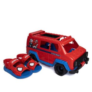 Imagem de Sandália Infantil Grendene Homem-Aranha Furgão Azul/Vermelho, Azul, Ve