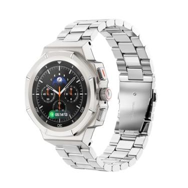 Imagem de DGYSG Capa com pulseira para Samsung Galaxy Watch 8 Classic 46 mm, capa de metal luxuosa com pulseira tática de aço inoxidável e proteção militar masculina, titânio