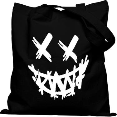 Imagem de Dyale Bolsa feminina de lona com fecho de pressão, bolsa de mão dupla face estampada com alças largas nos ombros e bolso interno para viagem, compras, trabalho, viagens