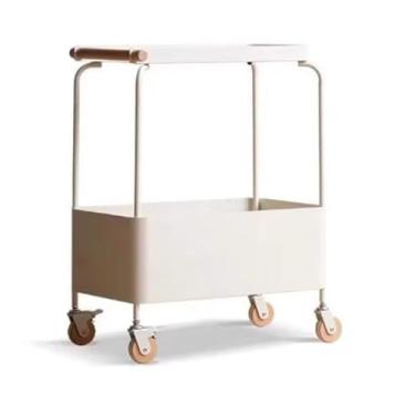 Imagem de ZzleoyuUUs-12 Mesa de chá para sala de estar, carrinho pequeno, suporte de armazenamento com rodas, mesa lateral para sofá, retro, prateleira de lanche, mesa de chão (branca)