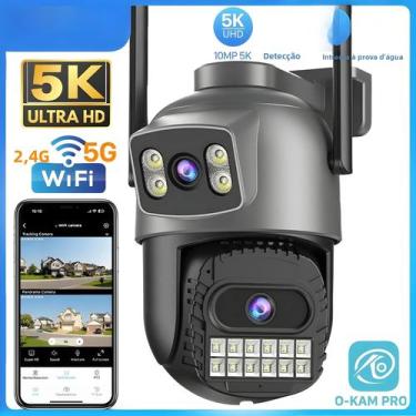 Imagem de Câmera IP 5K 10MP Wifi PTZ Com Lente Dupla 5G HD Para Vigilância Exter