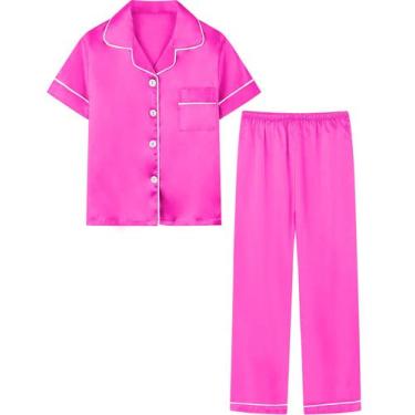 Imagem de Pijamas de cetim para meninas Umeyda, pijamas de seda, 9 a 10 anos, ro