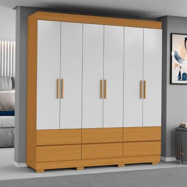 Imagem de Guarda-Roupa Casal 6 Portas 6 Gavetas Cinamomo/Off White Marrocos Aram?veis