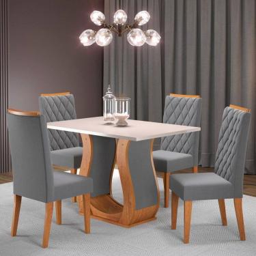 Imagem de Mesa de Jantar 4 Lugares Los Angeles Marrom/Blonde/Veludo Cinza - Pm