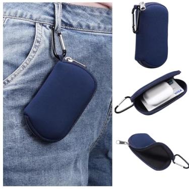 Imagem de Ranyi Capa para fone de ouvido, impermeável, elástico, zíper, com mosquetão, compatível com fones de ouvido sem fio TOZO A1 NC9/para ZZU T18/para Catitru BX17/para Btootos A90 Pro/para TAGRY X08 Azul