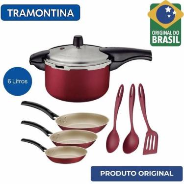 Imagem de Kit Cozinha 7 Pçs Tramontina  Panela de Pressão 6 L Frigideira 3 Pçs J