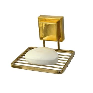 Imagem de Suporte Porta Sabonete Saboneteira Ventosa Parede Banheiro Dourado
