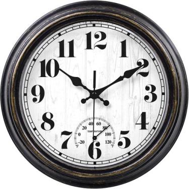 Imagem de Relógio de parede 45minSt 30cm, retrô, redondo, impermeável, com termô