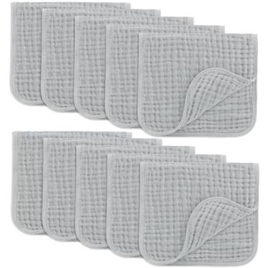 Imagem de Comfy Cubs Panos para Arrotar Musselina 50 x 25 cm, Pacote com 10 - Grande 6 Camadas Ultra-Absorventes 100% Algodão para Bebês Baba e Messes - Conjunto de Pano Seguro e Suave para Bebês para Meninos e