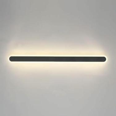 Imagem de WLHAZMWY Arandela de parede de LED nórdica moderna - Luminária interna com fio para sala de estar, fundo de lâmpada de sofá 3 modos de cores (100 cm, ondas de golfinho)