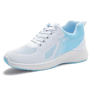 Imagem de Padgene Tênis feminino leve tênis de caminhada esportivo tênis de corrida para mulheres malha respirável academia moda tênis atlético confortável casual, 1063 azul, 37