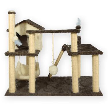 Imagem de Arranhador Playground Casa Gatos Grande Modular Gatil Creme