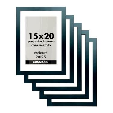 Imagem de Kit 5 Moldura Acetato Paspatur Branco Quadro 15x20 Parede Porta Retrato Foto Fotografia Madeira Cabeceira Quarto Sala Co