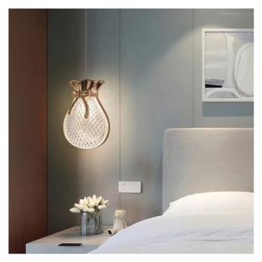 Imagem de Luminária pendente moderna de acrílico com design de bolsa de bênçãos, pequeno lustre para quarto, abajur de cabeceira para sala de estar e sala de jantar, iluminação LED para lustres de qua
