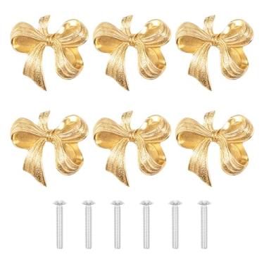 Imagem de KTZCTPCA Puxadores de armário em forma de arco de latão, puxador de armário em forma de laço, puxadores de gaveta dourados vintage puxadores decorativos para cômoda de casa cozinha armário gaveta