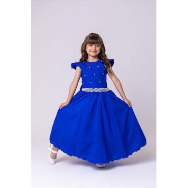 Imagem de Vestido Infantil Azul Royal Longo Dama de Honra Luxo para Festas - Fab