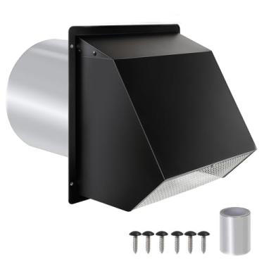 Imagem de Ventilação de parede com capuz de 15 cm com tela e amortecedor, tampa de ventilação de exaustão para secadora externa externa exaustor de parede para exaustor de cozinha e secador, banheiro, porão