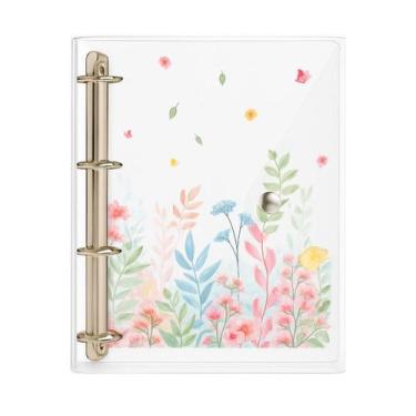 Imagem de Caderno Fichário Argolado Transparente Universitário 4 Argolas Flores 
