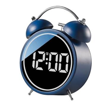 Imagem de Maxspace Relógio de mesa moderno, relógio analógico silencioso sem tique-taque operado por bateria, relógios de mesa pequenos para escritório/manto/mesa de trabalho ou mesa de cabeceira (Sino duplo