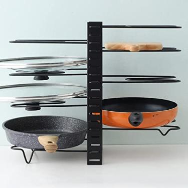 Imagem de Organizador de panela e panela ajustável para armário, suportes de tampa de panela durável rack organizador de panela design profundo em forma de U, para balcão de cozinha e armário (tamanho: 8