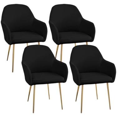 Imagem de Capa de cadeira de sala de jantar, 4 peças, capa de cadeira curvada de alta elasticidade, removível para sala de jantar, capa de poltrona minimalista para casa, sala de estar, cozinha (preta, pacote