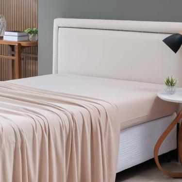 Imagem de Lençol de Cima King Malha 100% Algodão Avulso sem Elástico Bege