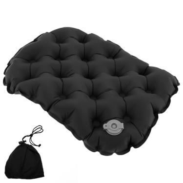 Imagem de Almofada de assento inflável leve e confortável almofada de assento inflável para acampamento, viagem, assento aéreo para escritório, acampamento, caminhada (1, preto)
