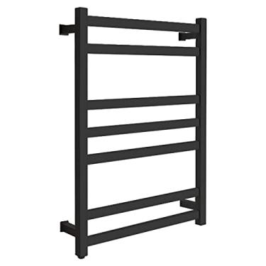 Imagem de Toalheiro elétrico aquecido, aquecedor de toalhas de aço inoxidável, suporte de secagem elétrico de 7 energias, aquecedor de toalha de banho, secador de roupas (preto)