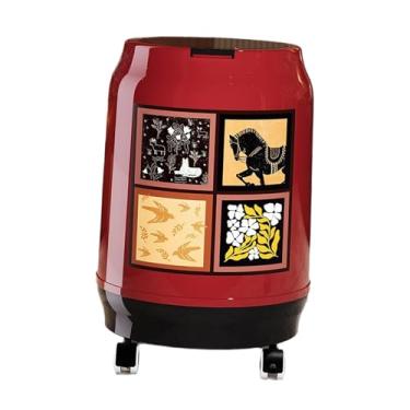 Imagem de predolo Lixeira com rodas, lata de lixo de grande capacidade, lata de lixo para cozinha, banheiro, escritório, casa, banheiro, quarto, with Lid L Red