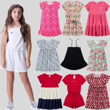 Imagem de Kit Sortido 2 Peças de Roupas Infantis Menina Verão- 2 Vestidos/Macaqu