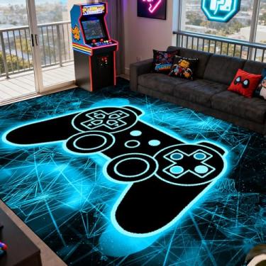 Imagem de Tapete grande azul para jogos de 20 x 3 metros para quarto de meninos, decoração de videogame, quarto de crianças, para meninos, quarto, jogos, decoração de sala de estar