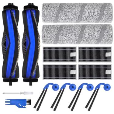 Imagem de Pacote com 14 peças de substituição X11 compatíveis com ECOVACS DEEBOT X11 OmniCyclone Robot Aspirador Acessórios, 2 escovas de rolo principal, 2 escovas de rolo de esfregão, 4 escovas laterais, 4