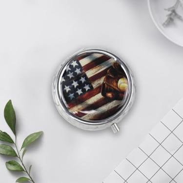 Imagem de Caixa de comprimidos de metal portátil mini redonda para viagem, estojo de comprimidos retrô pequeno para carteira, 3 compartimentos, caixa de armazenamento de medicamentos para vitaminas, óleo de