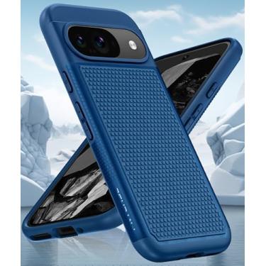 Imagem de Capa protetora de camada dupla para Google Pixel 9/9Pro, leve, antiderrapante, texturizada, traseira militar, capa protetora resistente à prova de choque (azul)