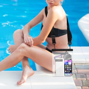 Imagem de Bolsa universal à prova d'água com alça de ombro transparente para smartphone e itens essenciais ideal para atividades ao ar livre e viagens (laranja)