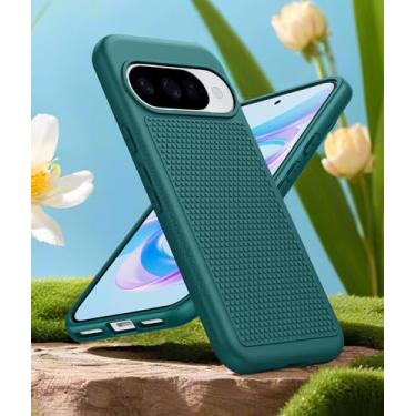Imagem de Capa para Google Pixel 10/Pixel 10 Pro/Pixel 9/Pixel 9 Pro, leve, com textura antiderrapante, capa de celular militar – Capa protetora protetora fina e resistente à prova de choque (verde)