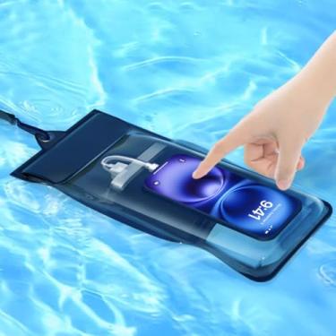 Imagem de Bolsa para celular à prova d'água, capa universal compatível com smartphones de até 7,2 polegadas IPX8 bolsa protetora de água para viagem praia essencial preta