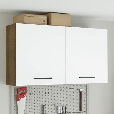 Imagem de Armário Aéreo Multiuso 120cm 2 Portas Rustic/Branco Agata Madesa