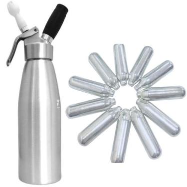 Imagem de Sifão Garrafa Para Chantilly Profissional 1 litro + 10 Capsulas Gás - 