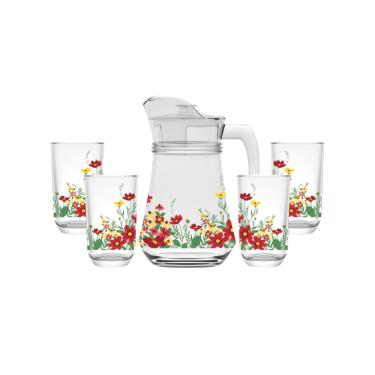 Imagem de Conjunto Jarra e 4 Copos Vidro Jardim Hauskraft
