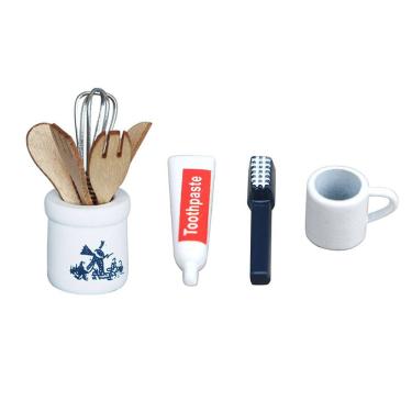 Imagem de Conjunto de acessórios de cozinha em miniatura em escala 1:12 para casa de bonecas