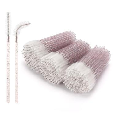 Imagem de Tbestmax 300 pincéis descartáveis para cílios, varinhas de rímel, pincéis de maquiagem, kits aplicadores para extensões de cílios e sobrancelhas - cabo colorido, branco