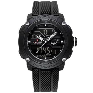 Imagem de Relógio Esportivo Masculino Dupla Exibição De Quartzo Pulseira Silicone 5atm À Prova Da Água Preto