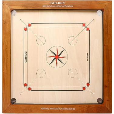 Imagem de KNK Golden Carrom Board – Antique Indoor Game Approved by Carrom Federation (20mm, Champion)