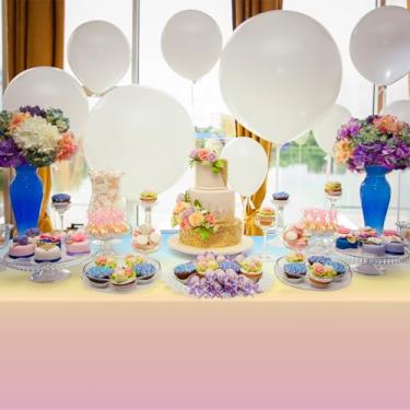 Imagem de Pacote com 3 toalhas de mesa de plástico arco-íris pastel, decorações de festa, toalhas de mesa descartáveis pastel para mesas retangulares, toalha de mesa arco-íris para aniversário, chá de bebê