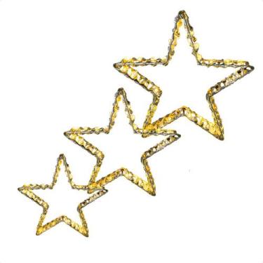 Imagem de Enfeite Natalino Iluminado Led Estrelas 3D Dourada Bivolt - Taschibra