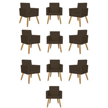 Imagem de Kit 10 Poltronas Nina Decorativa Recepção Oferta Courino - Balaqui Decor Cor:courino Marrom