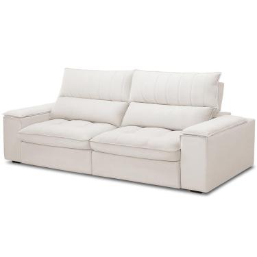 Imagem de Sofá Retrátil Reclinável Para Sala De Estar Living 250cm Nápoles F04 Bouclê Cru - Lyam Decor